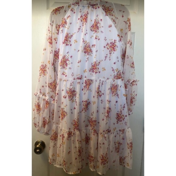 Vince Camuto Women's Floral Ruffles LS Roomy Lined Tiered Midi Dress NWT XS - Picture 4 of 11